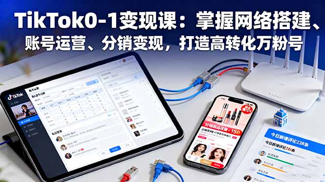 TikTok0-1变现课：掌握网络搭建、账号运营、分销变现，打造高转化万粉号-一支黑兰州