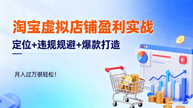 淘宝虚拟店铺盈利实战：定位+违规规避+爆款打造，月入过万很轻松！-一支黑兰州