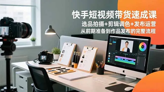 快手短视频带货速成课，选品拍摄+剪辑调色+发布运营，从前期准备到作品发布的完整流程-一支黑兰州
