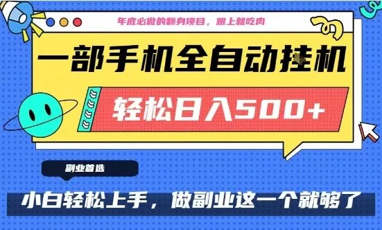年底必做翻身项目，只需一部手机，每天操作十几分钟，轻松日入500+【揭秘】-一支黑兰州