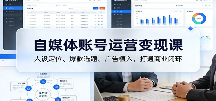 自媒体账号运营变现课:人设定位、爆款选题、广告植入,打通商业闭环-一支黑兰州