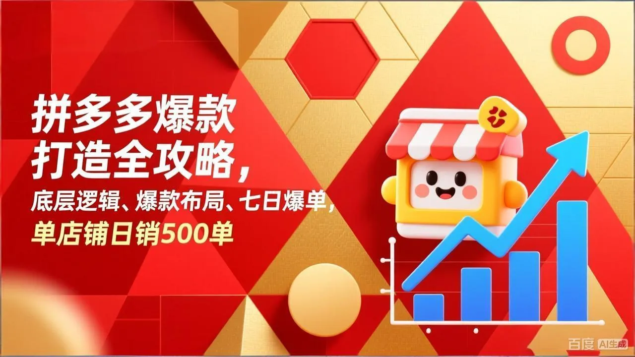 拼多多爆款打造全攻略，底层逻辑、爆款布局、七日爆单，单店铺日销500单-一支黑兰州