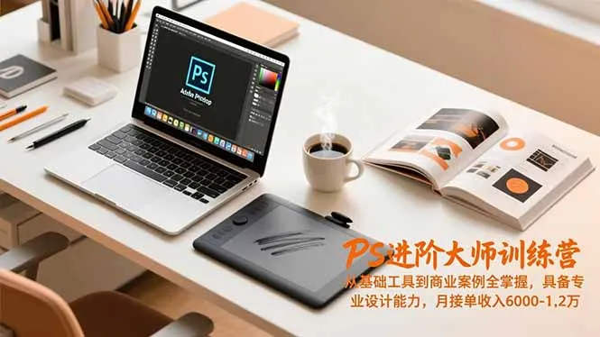 PS进阶大师训练营,从基础工具到商业案例全掌握,具备专业设计能力,月接单收入6000-1.2万-一支黑兰州