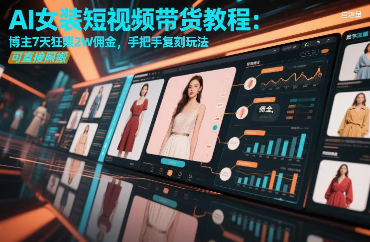 AI女装短视频带货教程：博主7天狂賺2W佣金，手把手复刻玩法，可直接照搬-一支黑兰州