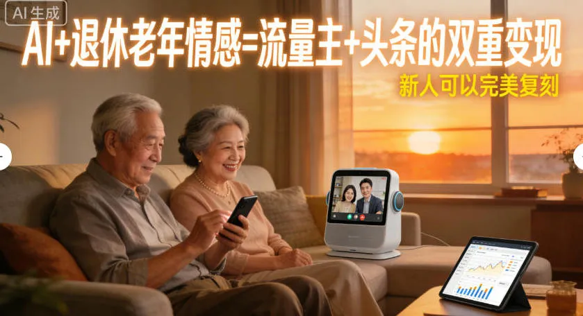 AI+退休老年情感=流量主+头条的双重变现，新人可以完美复刻-一支黑兰州