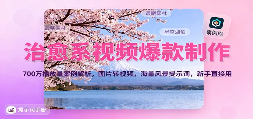 治愈系视频爆款制作,700万播放量案例解析,图片转视频,海量风景提示词,新手直接用-一支黑兰州