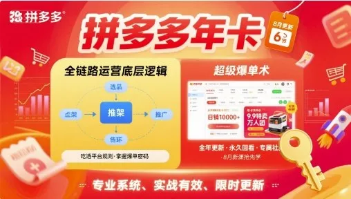 拼多多年卡，拼多多全链路运营底层逻辑，超级爆单术【更新12月】-一支黑兰州