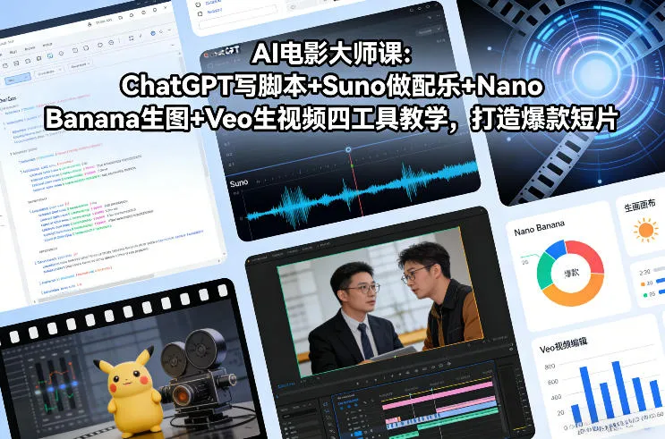 AI电影大师课：ChatGPT写脚本+Suno做配乐+Nano Banana生图+Veo生视频，打造爆款短片-一支黑兰州