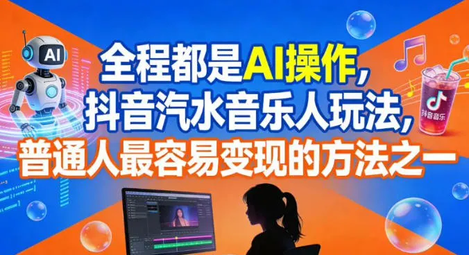 全程都是AI操作，抖音汽水音乐人玩法，普通人最容易变现的方法之一-一支黑兰州