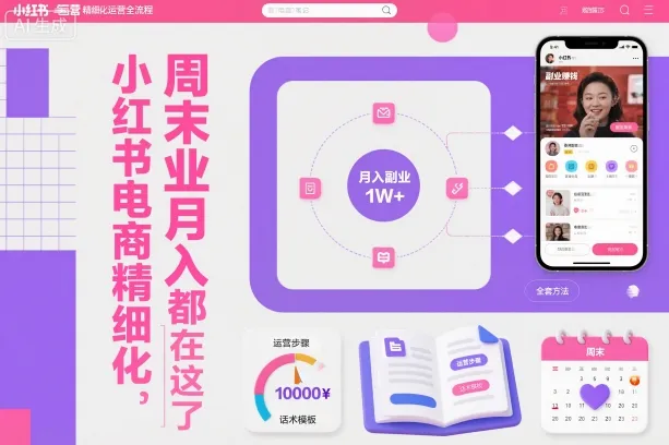 小红书电商精细化运营全流程，周末副业月入1W+，全套方法都在这了-一支黑兰州