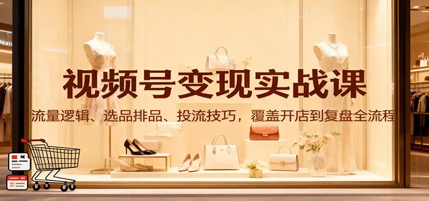 视频号变现实战课：流量逻辑、选品排品、投流技巧，覆盖开店到复盘全流程-一支黑兰州