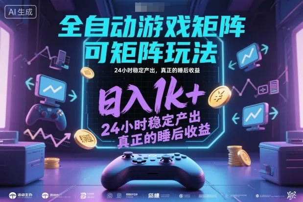 全自动游戏掘金,可矩阵操作,日入1k+,24小时稳定产出,真正的睡后收益【揭秘】