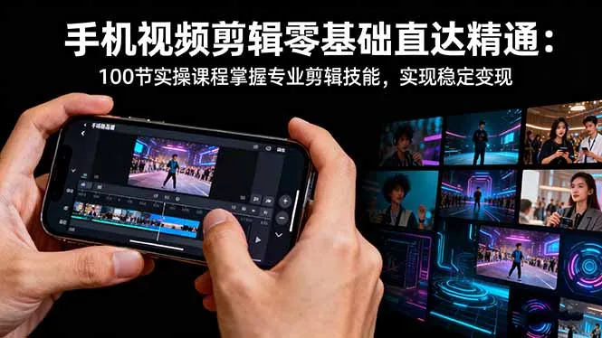 手机视频剪辑零基础直达精通：100节实操课程掌握专业剪辑技能，实现稳…-一支黑兰州