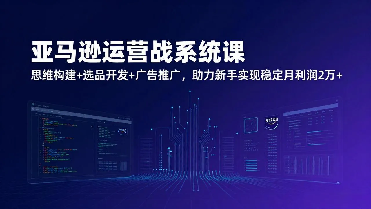 亚马逊运营实战系统课，思维构建+选品开发+广告推广，助力新手实现稳定月利润2万+(更新-一支黑兰州
