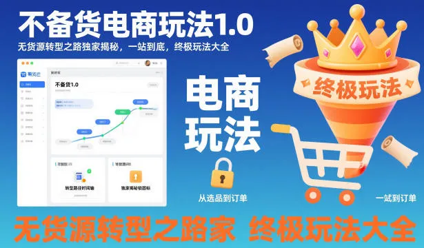 不备货电商玩法1.0，无货源转型之路独家揭秘，一站到底，终极玩法大全 无货源电商不备货实操课2.0，2026年布局，从0到1全网最低10%费比全链路打法【更新中】-一支黑兰州