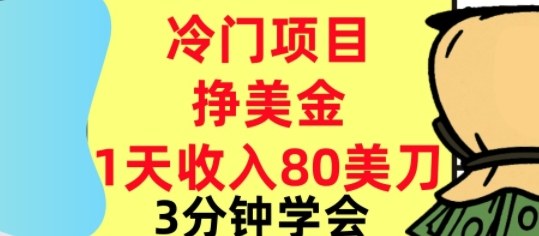 冷门项目挣美刀，0门槛，1天收入80刀，3分钟学会,这个方法要学会-一支黑兰州