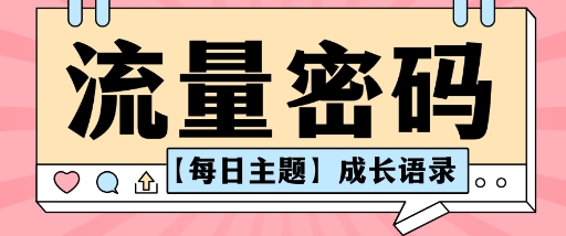流量密码AI【每日主题】成长语录，抖音视频号可以轻松复制变现思路清晰-一支黑兰州