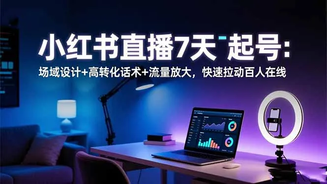 小红书直播7天起号：场域设计+高转化话术+流量放大，快速拉动百人在线-一支黑兰州