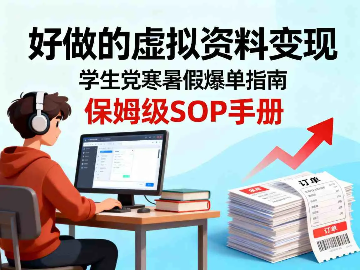 好做的虚拟资料变现,针对学生群体,寒暑假销量夸张【保姆级SOP手册】-一支黑兰州