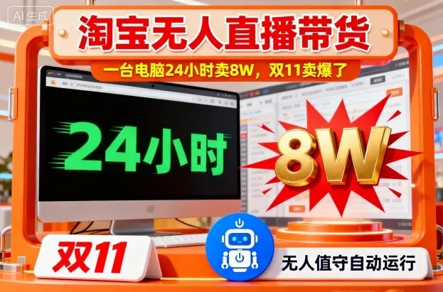 淘宝无人直播带货，一台电脑214小时卖8W，双11卖爆了【揭秘】-一支黑兰州