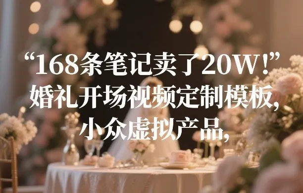 168条笔记卖了20W！婚礼开场视频定制模板，小众虚拟产品-一支黑兰州