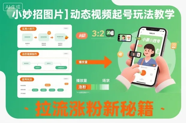 小妙招图片＋动态视频起号玩法教学，拉流涨粉新秘籍-一支黑兰州