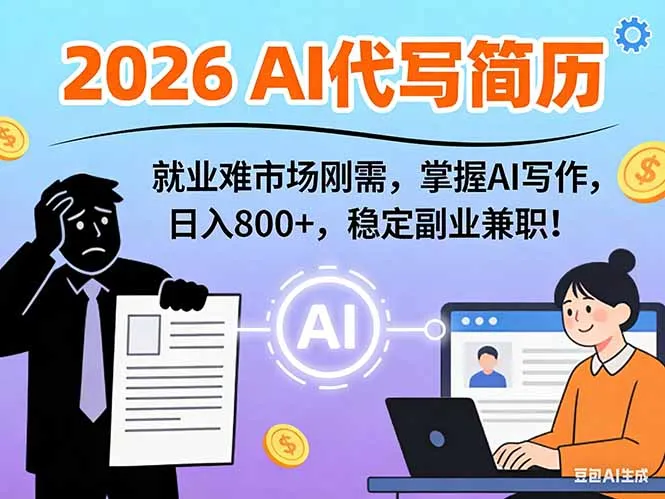 AI代写简历，超暴利，用万能模板月入1-3万实战教程，2026年市场刚需！-一支黑兰州