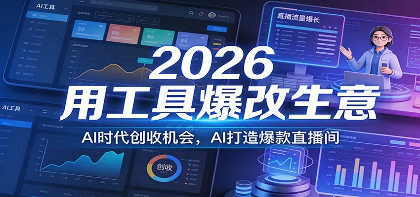 2026用工具爆改生意，AI时代创收机会，AI打造爆款直播间-一支黑兰州