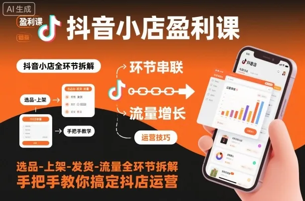 抖音小店盈利课-选品-上架-发货-流量全环节拆解，手把手教你搞定抖店运营-一支黑兰州