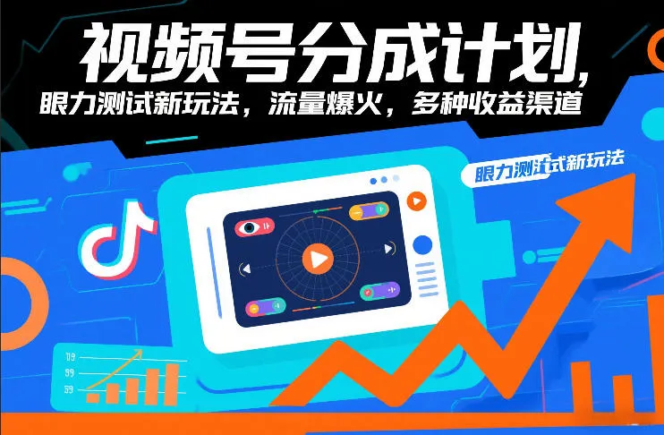 视频号分成计划，眼力测试新玩法，流量爆火，多种收益渠道-一支黑兰州