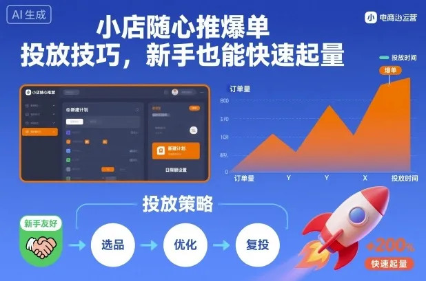 小店随心推爆单投放技巧,新手也能快速起量-一支黑兰州