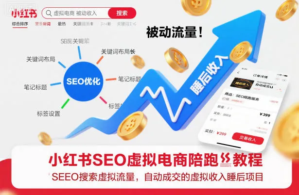 小红书SEO虚拟电商陪跑教程，实现seo搜索被动流量，自动成交的被动收入睡后项目-一支黑兰州