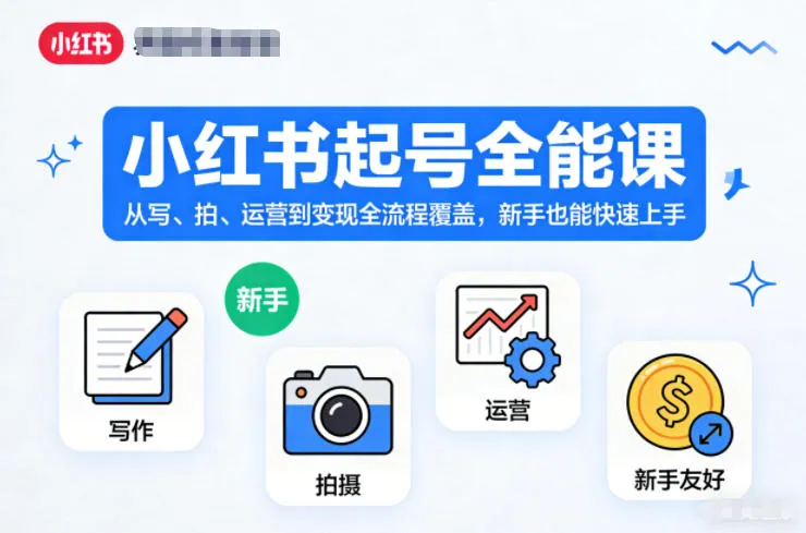 小红书起号全能课,从写、拍、运营到变现全流程覆盖,新手也能快速上手
