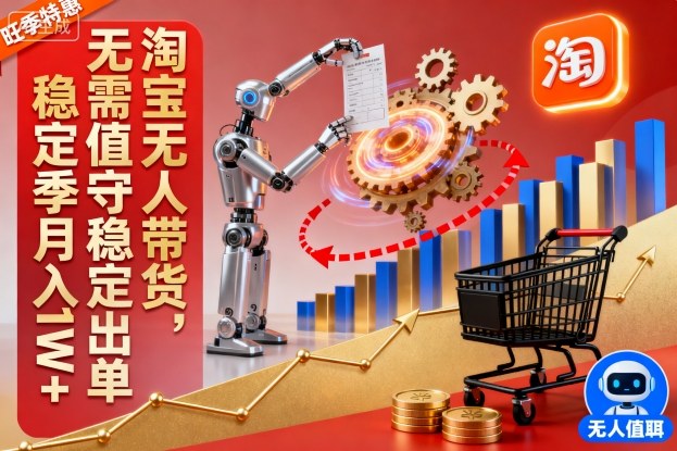 淘宝无人带货，无需值守稳定出单，电商旺季，稳定月入1W+-一支黑兰州