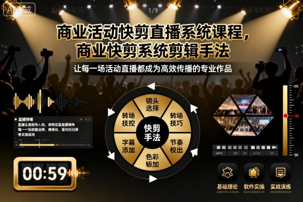 商业活动快剪直播系统课程，商业快剪系统剪辑手法-一支黑兰州