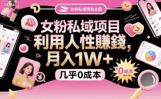 女粉私域项目，利用人性賺钱，月入1W＋，几乎0成本-一支黑兰州