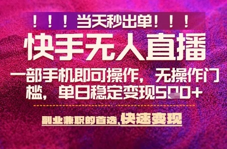快手无人不封号最新AI转播玩法,当天见收益,轻松日入5张+,一部手机就可以操作【揭秘】-一支黑兰州