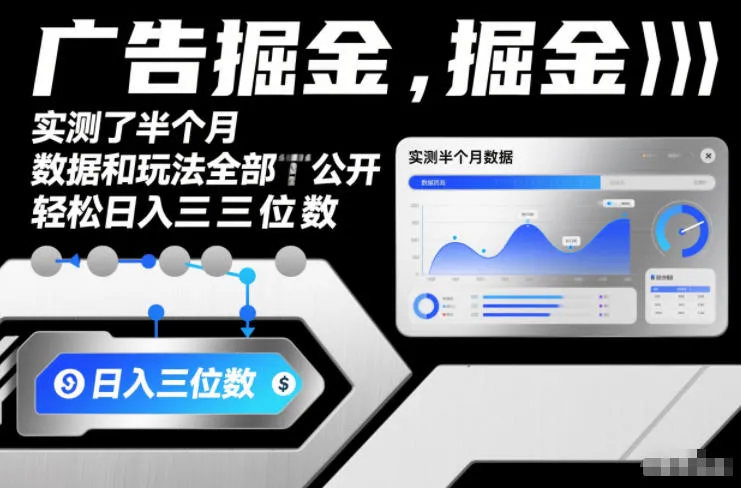 广告掘金，实测了半个月，数据和玩法全部公开，轻松日入三位数-一支黑兰州