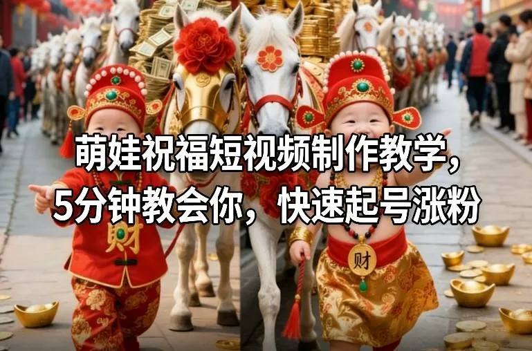 萌娃祝福短视频制作教学，5分钟教会你，快速起号涨粉-一支黑兰州