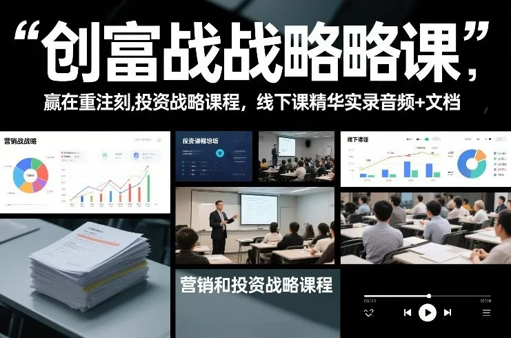 创富战略课，赢在重注时刻，营销和投资战略课程，线下课精华实录音频+文档-一支黑兰州