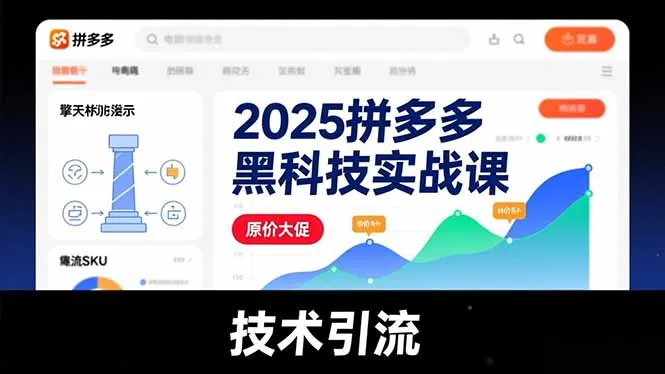 2025拼多多黑科技实战课,擎天柱玩法、爆流SKU、原价大促,技术引流,单店日销轻松破千单-一支黑兰州