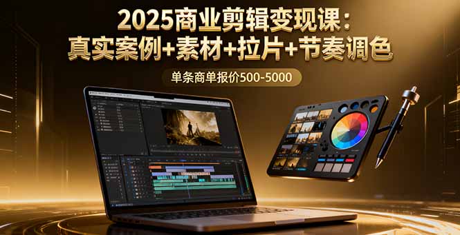 2025商业剪辑变现课：真实案例+素材+拉片+节奏调色，单条商单报价500-5000-一支黑兰州