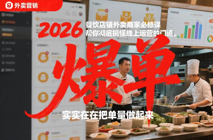 2026餐饮店铺外卖商家必修课，帮你彻底搞懂线上运营的门道，实实在在把单量做起来-一支黑兰州