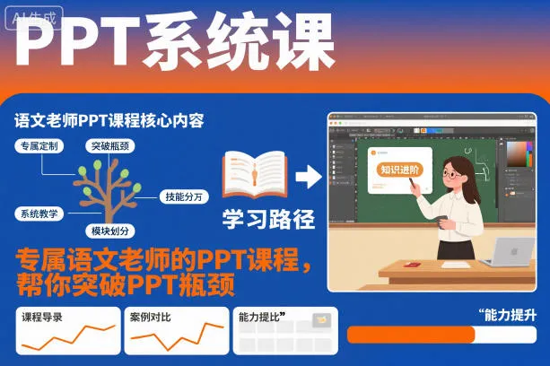 PPT系统课，专属语文老师的PPT课程，帮你突破PPT瓶颈-一支黑兰州