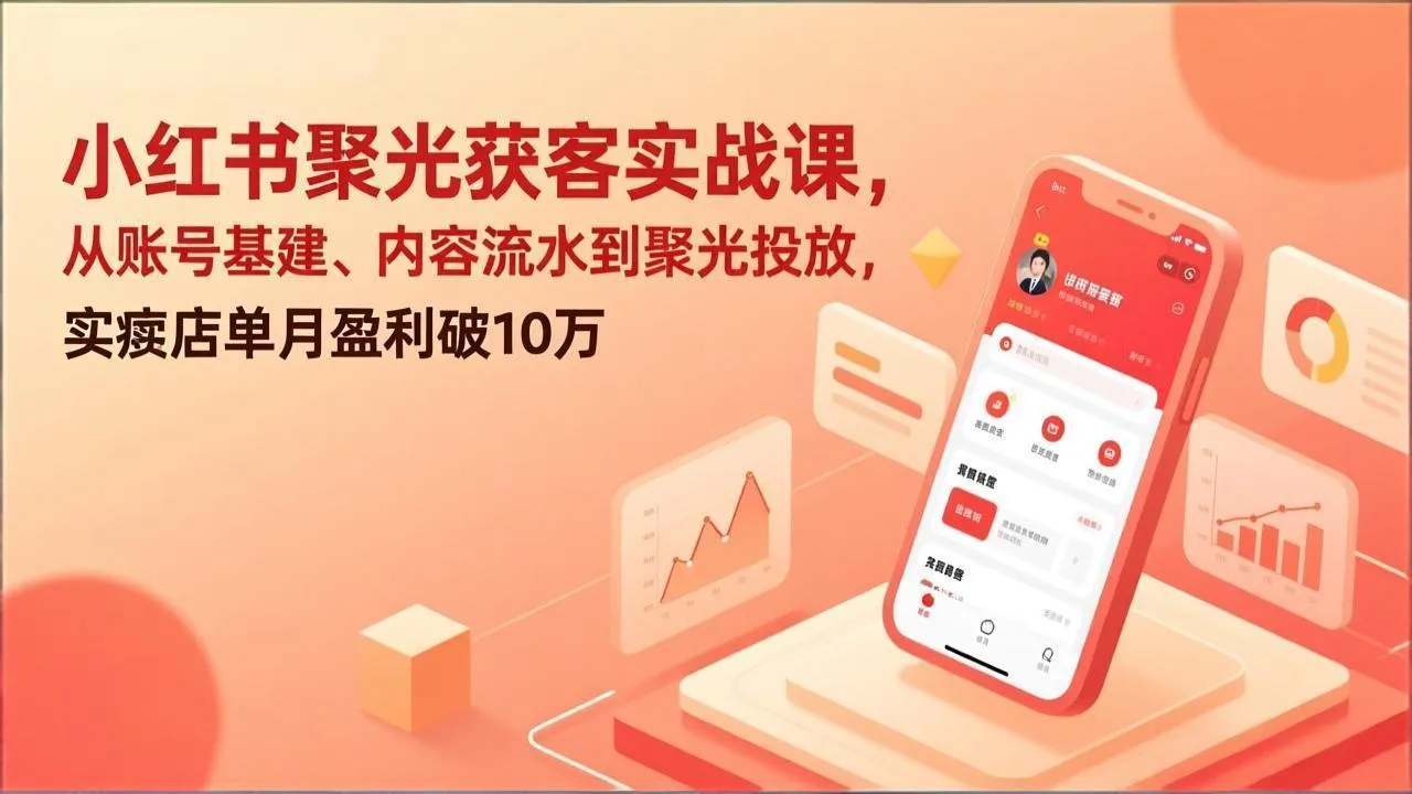 小红书聚光获客实战课，从账号基建、内容流水到聚光投放，实体店单月盈利破10万-一支黑兰州