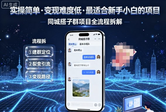 实操简单，变现难度低，最适合新手小白做的项目，每天轻松收入3张，同城搭子群项目全流程拆解-一支黑兰州