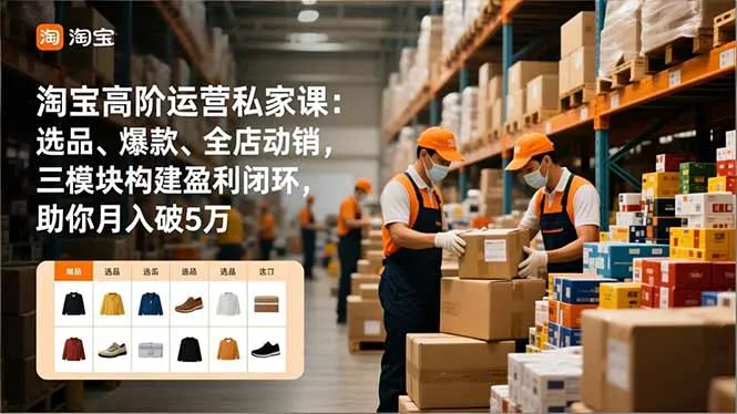 淘宝高阶运营私家课:选品、爆款、全店动销,三模块构建盈利闭环,助你月入破5万-一支黑兰州