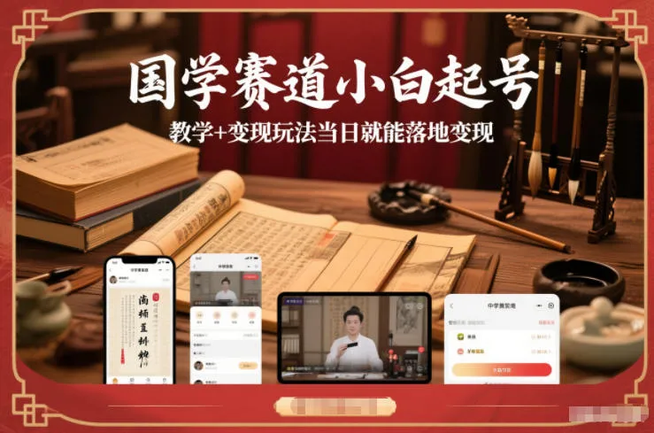 国学赛道小白起号教学+变现玩法当日就能落地变现-一支黑兰州