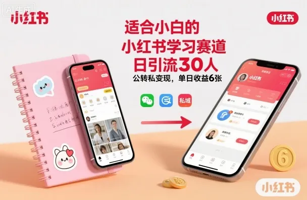 适合小白的小红书学习赛道，日引流30人，公转私变现，单日收益6张-一支黑兰州