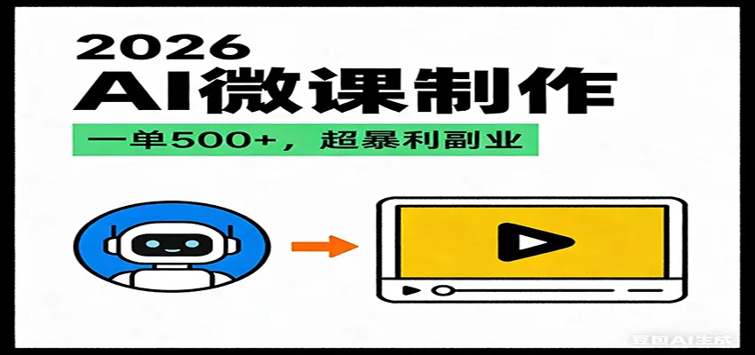 2026AI 风口最稳副业：微课代写制作，一单 500+，人人可做的蓝海项目-一支黑兰州